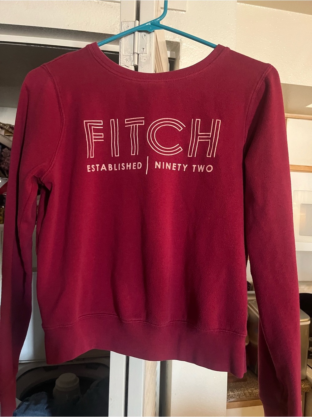 Vintage Abercrombie & Fitch Maroon Crewneck with White 'FITCH' Logo